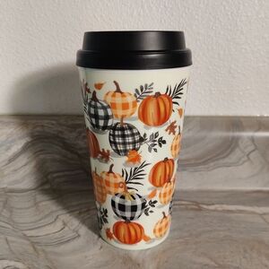 Plaid Pumpkin Travel Mug